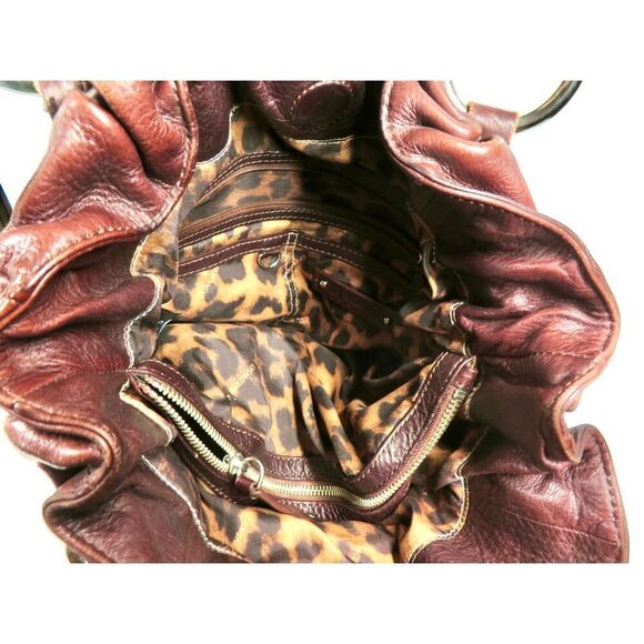 B. Makowsky Shoulder Bag Women Purse Leather Hobo Lined Pockets Brown Boho - Picture 5 of 7